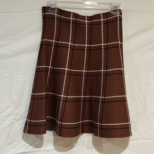 Chic Brown Checkered A-Line Skirt